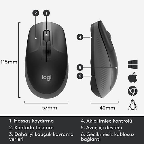 Wireless Mouse M190 - K�m�r Siyah�