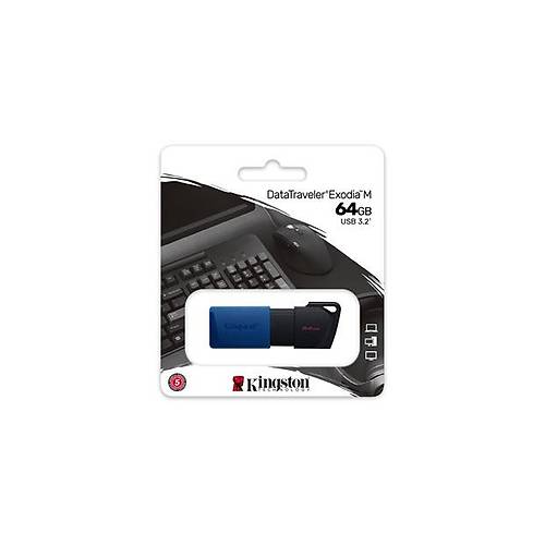 64GB USB 3.2 Gen 1 DataTravelerExodia M (Black + Blue)