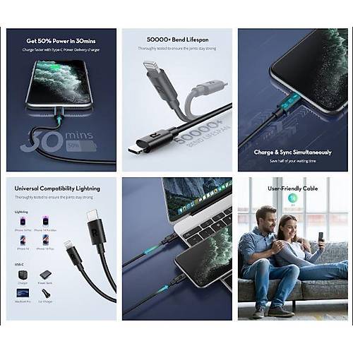 Type-C to Lightning Cable 1m TPE Black