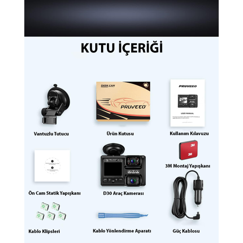PRUVEEO D30 WI-FI 4K ARAC KAMERASI