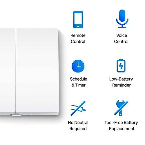 Smart Light Switch 2 Gang 1 Way