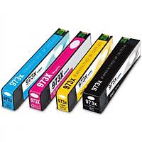 HP 973X Sar� + K�rm�z� + Mavi + Siyah Muadil Kartu� Seti - 477dw