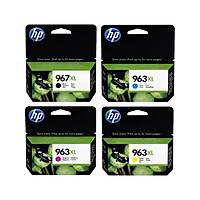 HP 967XL + 963XL Orijinal 4'l� Kartu� Seti | Siyah, Mavi (Cyan), K�rm�z� (Magenta), Sar� | HP OfficeJet Pro 9010, 9015, 9020, 9025 Uyumlu