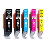Canon PGI-580XL CLI-581XL Muadil 5'li Kartu� Seti | Siyah, Foto Siyah, Mavi (Cyan), K�rm�z� (Magenta), Sar� | Canon PIXMA TS6150, TS6250, TS6350, TR7550, TR8550 Uyumlu