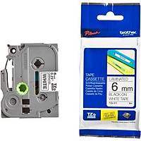 Brother TZE-211 6mm Beyaz �zerine Siyah Laminasyonlu Etiket