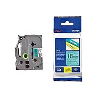 Brother TZE-741 18mm Ye�il �zerine Siyah Laminasyonlu Etiket