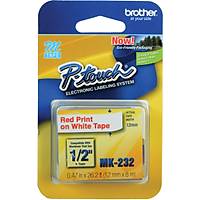 Brother M-K232 12mm Beyaz �zeri K�rm�z� Etiket PT-55 - PT-60 - PT-80