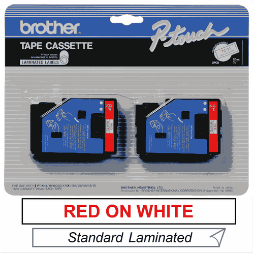 Brother TC-21 TZE-232 12mm Beyaz �zeri K�rm�z� Etiket �kili Paket