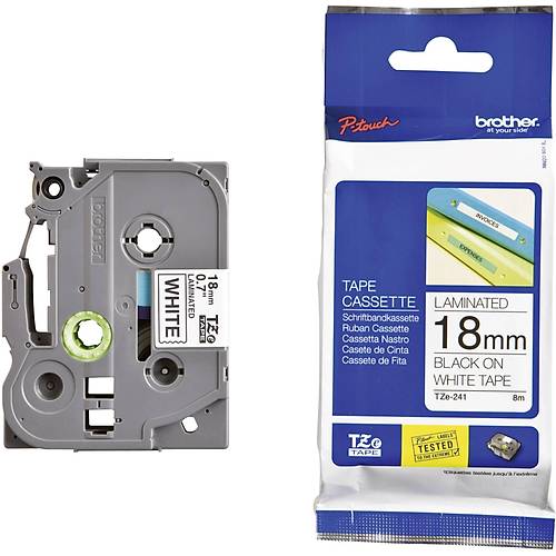 Brother TZ-241 - TZE-241 18mm Beyaz �zeri Siyah Etiket