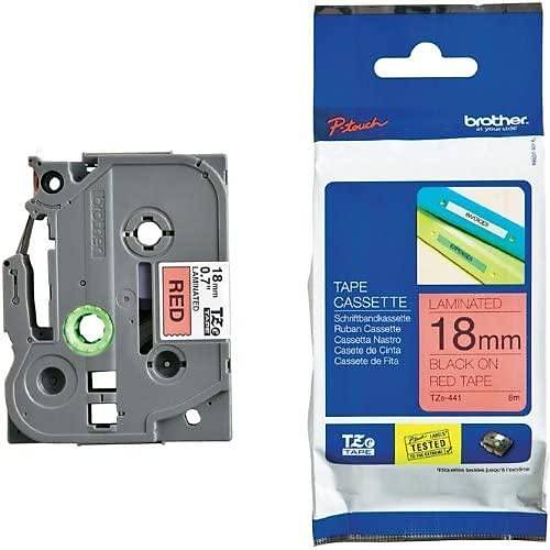 Brother TZE-441 K�rm�z� �zerine Siyah Orjinal Etiket �eridi