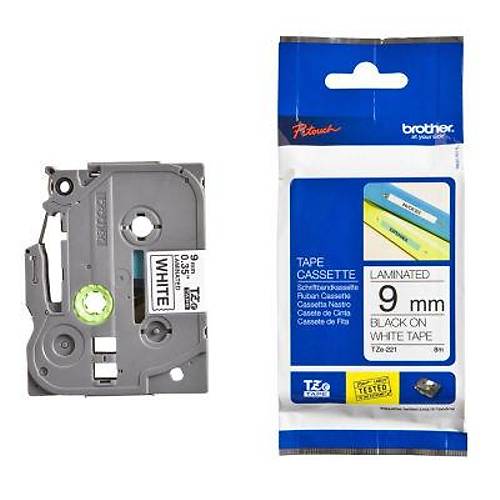 Brother TZ-221 - TZE-221 9mm Beyaz �zeri Siyah Etiket