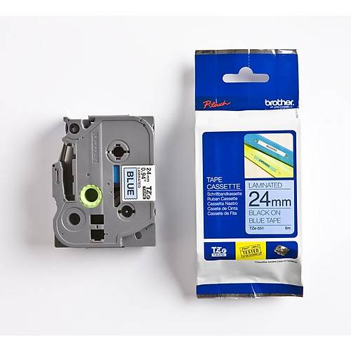 Brother TZ-551 - TZE-551 24mm Mavi �zeri Siyah Etiket