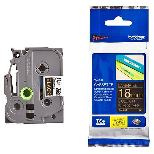 Brother P-Touch TZE-344 18mm Siyah �zeri Altin Etiket