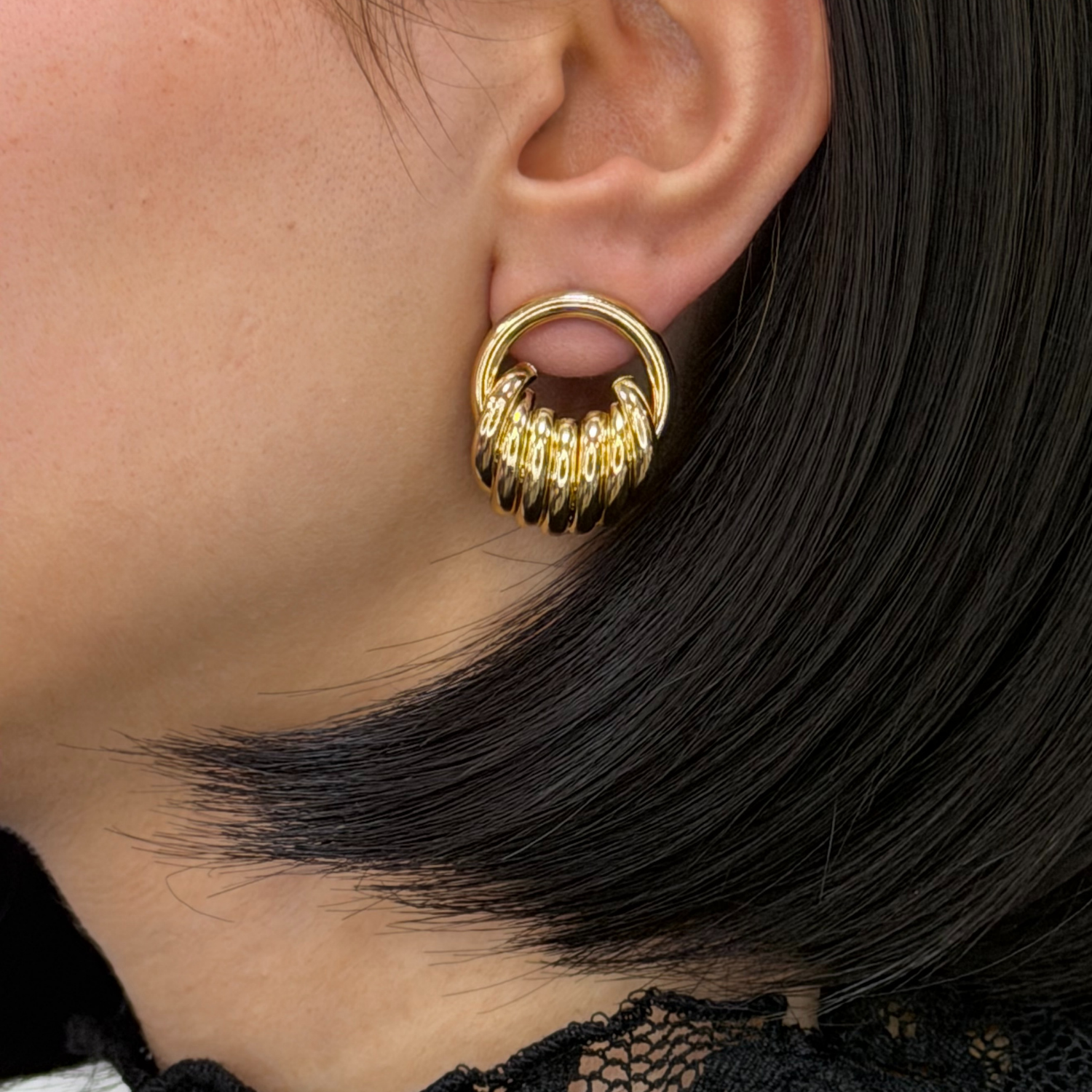 Yedili Sarmal Gold Küpe