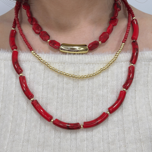 Ate� Mercan� Alt�n Dokunu� Kolye