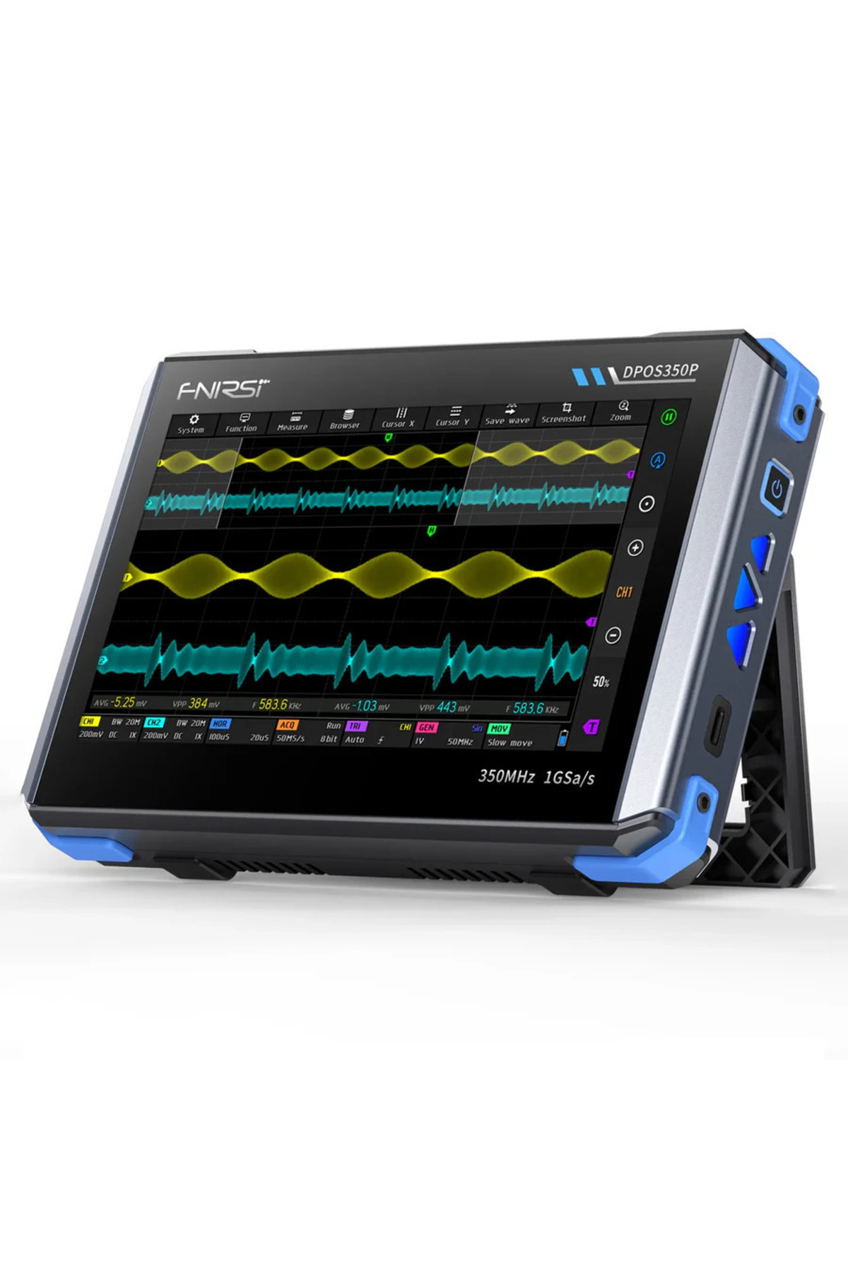 DPOS350P 350MHz 1GSPS 4'ü 1 Arada Tablet Osiloskop Sinyal Jeneratör Spektrum Multimetre