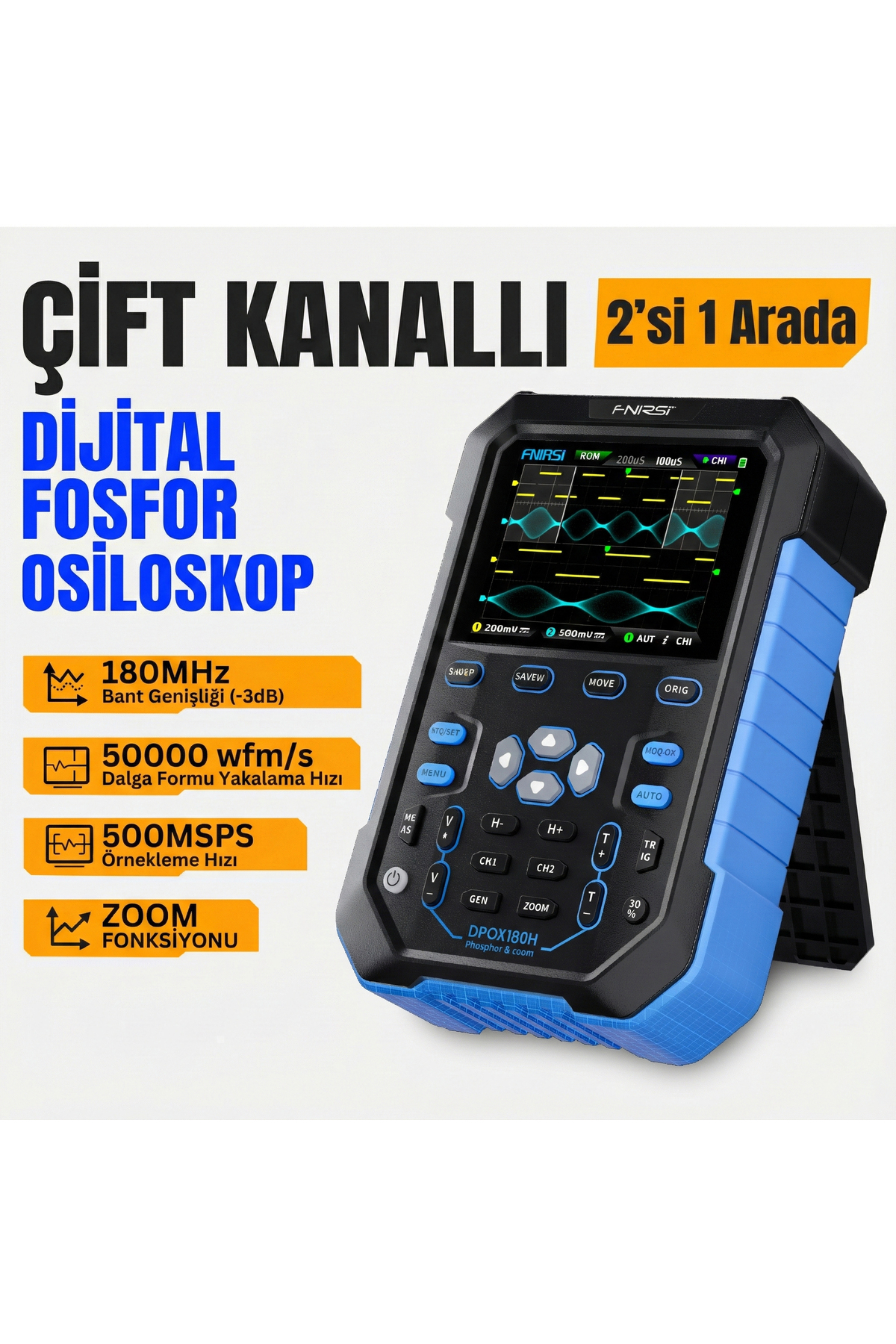 DPOX180H 2x180mhz - 3DB 50000wfms/s Dijital Osiloskop + 20mhz Sinyal Jeneratörü