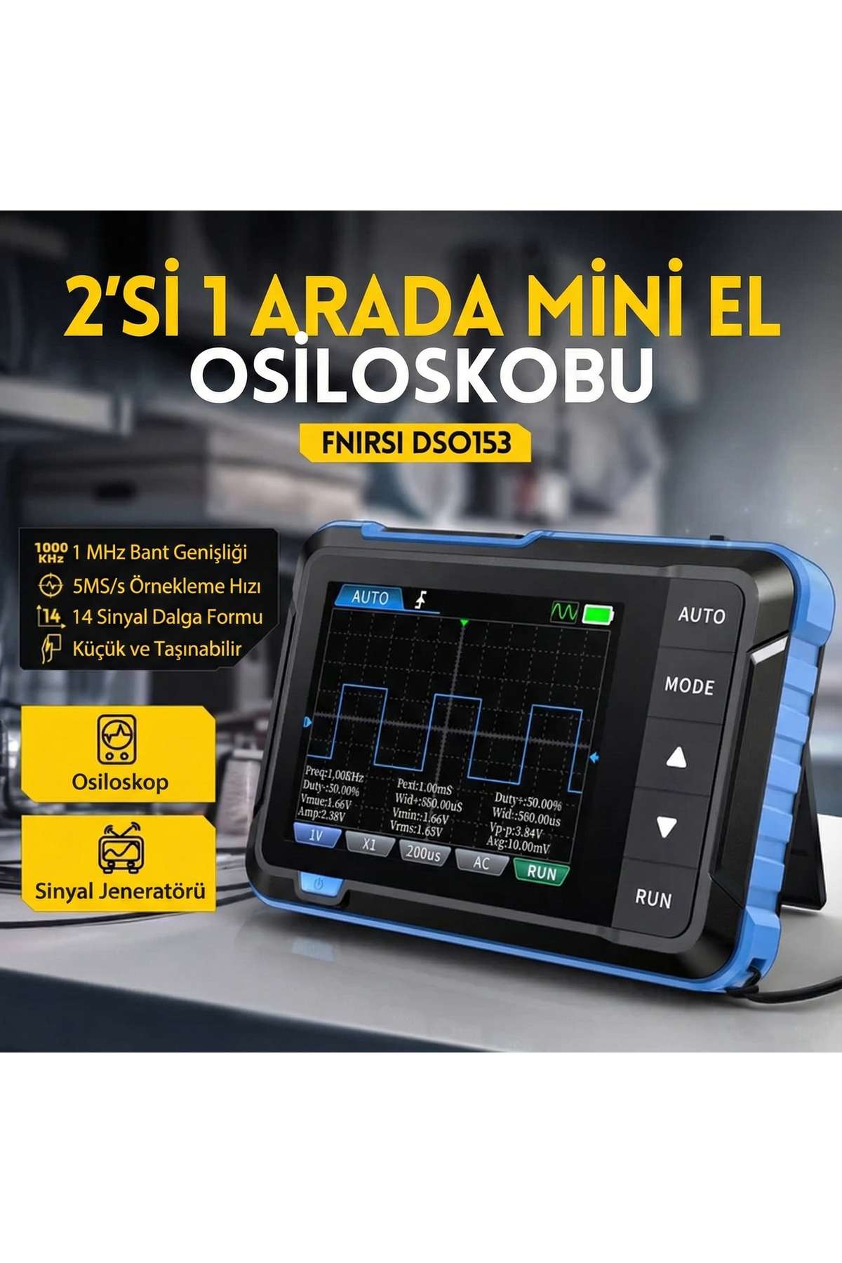 DSO-153 2'si 1 Arada Mini Dijital Osiloskop ve Sinyal Jeneratörü