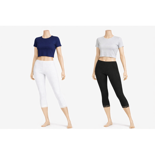 Diz Alt� Dantell Pamuklu Tayt,Penye Tayt, Kapri Tayt %100 Pamuklu B�y�k Beden Tayt �kili Paket