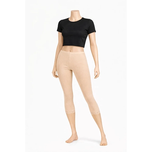 Diz Alt� Dantell Pamuklu Tayt,Penye Tayt, Kapri Tayt %100 Pamuklu B�y�k Beden Tayt 4'l� Paket