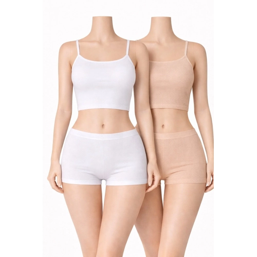 Likral� Kad�n Mini �ort, Kad�n Boxer, Kad�n �� Giyim Boxer %95 Pamuk %5 Likra 2 Renkli Paket