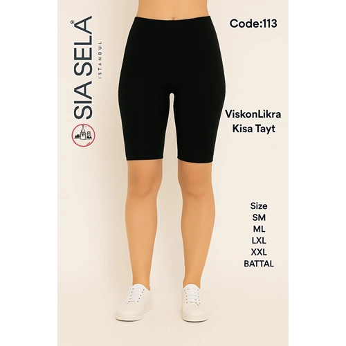 S�la Sella Kad�n Slim Fit Basic K�sa Tayt