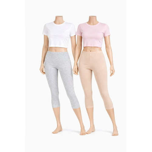 Diz Alt� Pamuklu Penye Tayt, Likral� Tayt, Kapri Tayt,, B�y�k Beden Tayt %95 Pamuklu %5 2'L� Paket