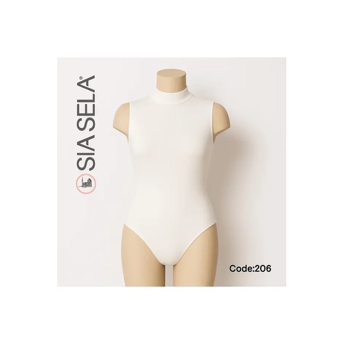 S�la Sella Kad�n Beyaz Yar�m Bal�k�� Yaka Kolsuz Body