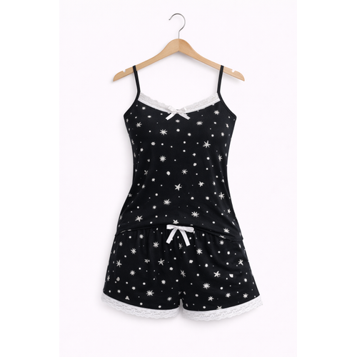 S�la Sella Bamboo Kad�n �ortlu Pijama Tak�m� � Ask�l� Dantel Detayl�