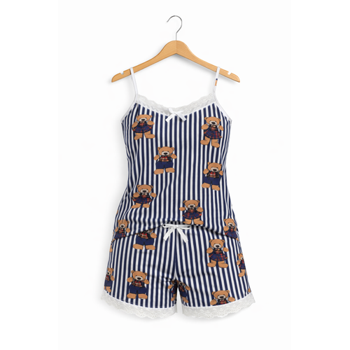 S�la Sella Bamboo Kad�n �ortlu Pijama Tak�m� � Ask�l� Dantel Detayl�