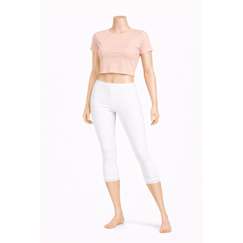 Diz Alt� Dantell Pamuklu Tayt,Penye Tayt, Kapri Tayt %100 Pamuklu B�y�k Beden Tayt Tekli Paket