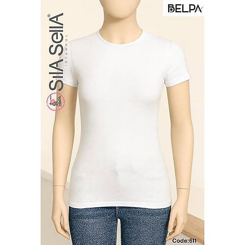 S�la Sella Kad�n Beyaz K�sa Kollu Pamuklu Atlet