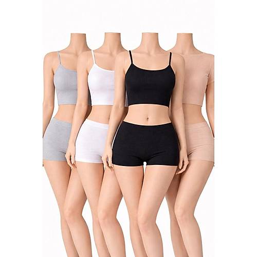 Likral� Kad�n Mini �ort, Kad�n Boxer, Kad�n �� Giyim Boxer %95 Pamuk %5 Likra 4 Renkli Paket