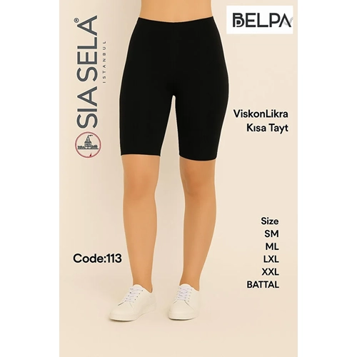 S�la Sella Kad�n Slim Fit Basic K�sa Tayt