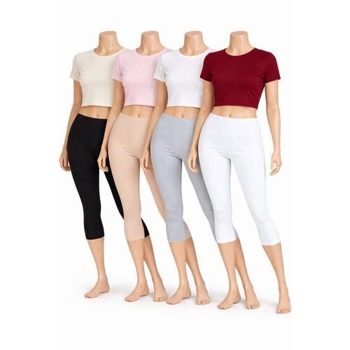 Diz Alt� Pamuklu Penye Tayt, Likral� Tayt, Kapri Tayt,, B�y�k Beden Tayt %95 Pamuklu %5 4'l� Paket