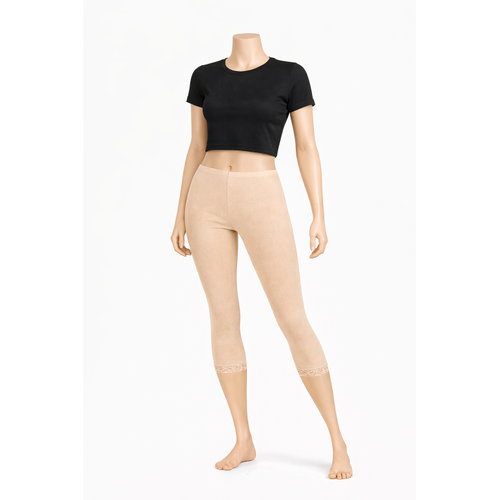 Diz Alt� Dantell Pamuklu Tayt,Penye Tayt, Kapri Tayt %100 Pamuklu B�y�k Beden Tayt Tekli Paket