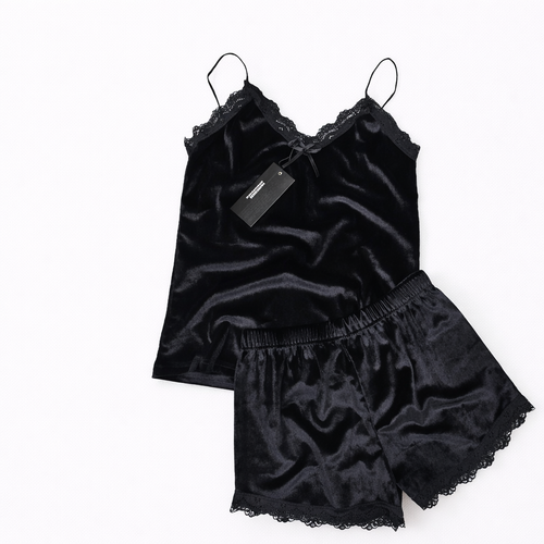 S�la Sella Kadife Dantel Detayl� �ortlu Tak�m