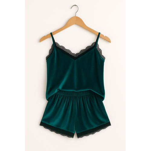 S�la Sella Kadife Dantel Detayl� �ortlu Tak�m