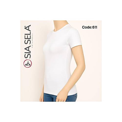 S�la Sella Kad�n Beyaz K�sa Kollu Pamuklu Atlet