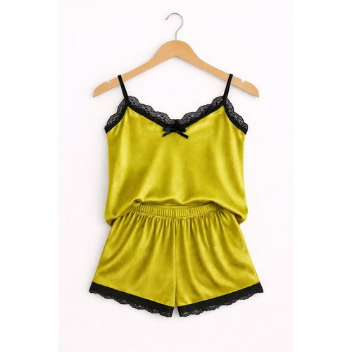 S�la Sella Kadife Dantel Detayl� �ortlu Tak�m