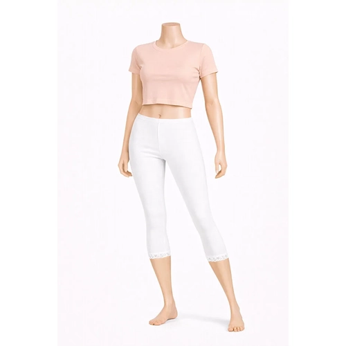 Diz Alt� Dantell Pamuklu Tayt,Penye Tayt, Kapri Tayt %100 Pamuklu B�y�k Beden Tayt 4'l� Paket