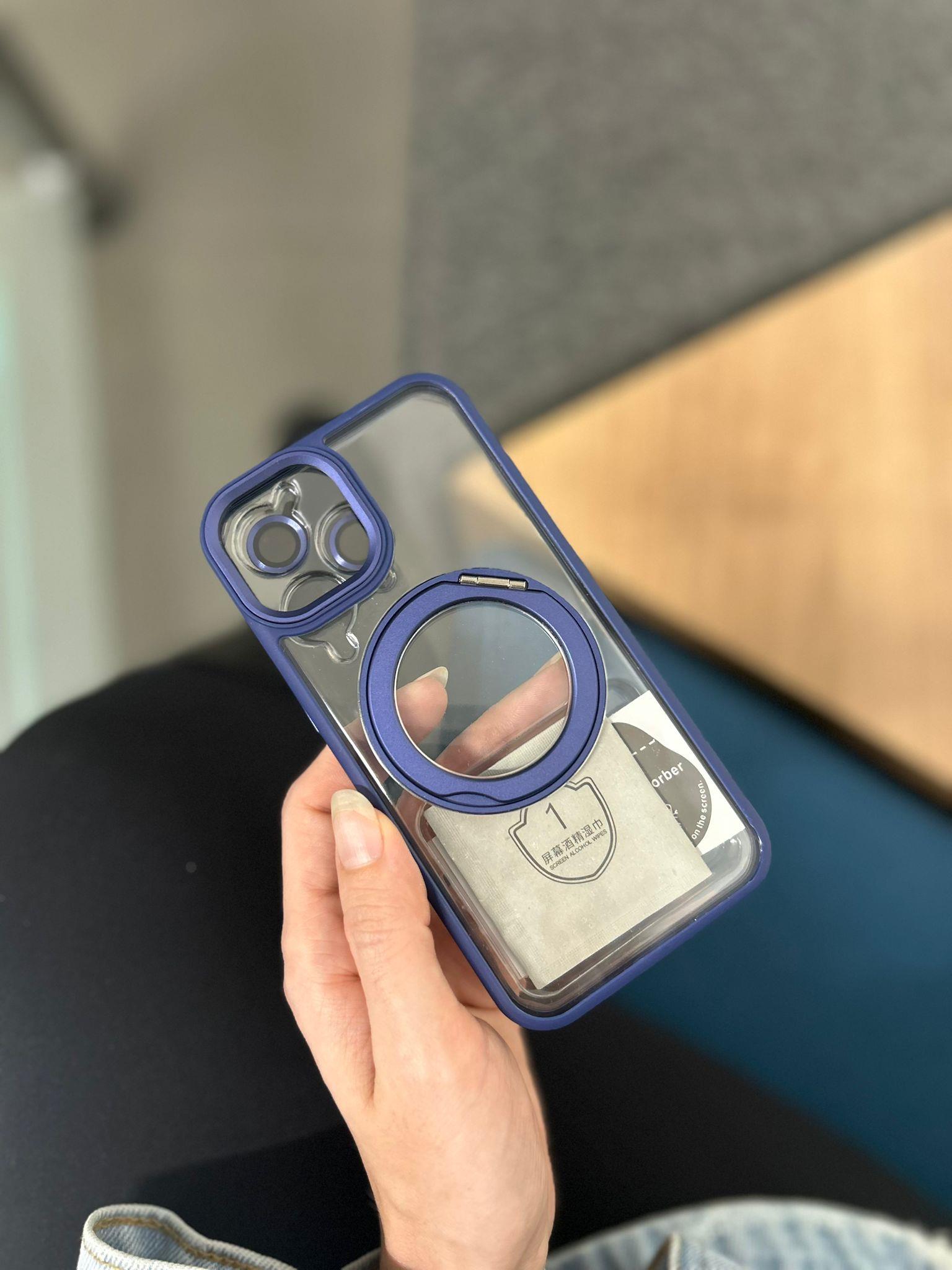 Lensli Standlı Magsafe İphone Telefon Kılıf Lacivert
