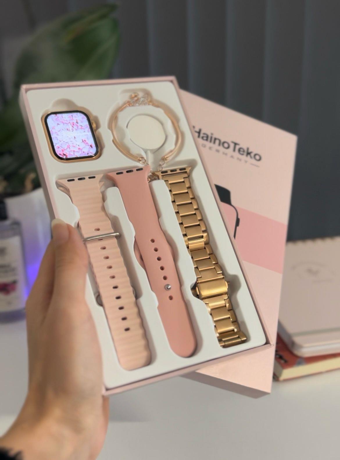 Haino Tekno G9 Rose Gold Akıllı Saat (3 Kordon Ve 1 Bileklik)