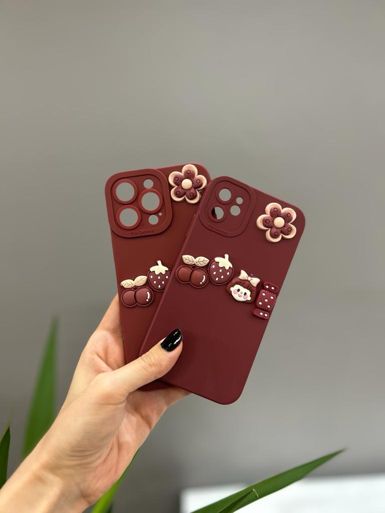 Iphone Uyumlu Sevimli Ayıcıklı Kılıf Bordo