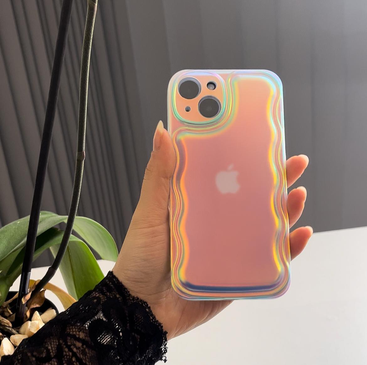 Iphone Uyumlu Zigzaglı Hologramlı Puff Kılıf