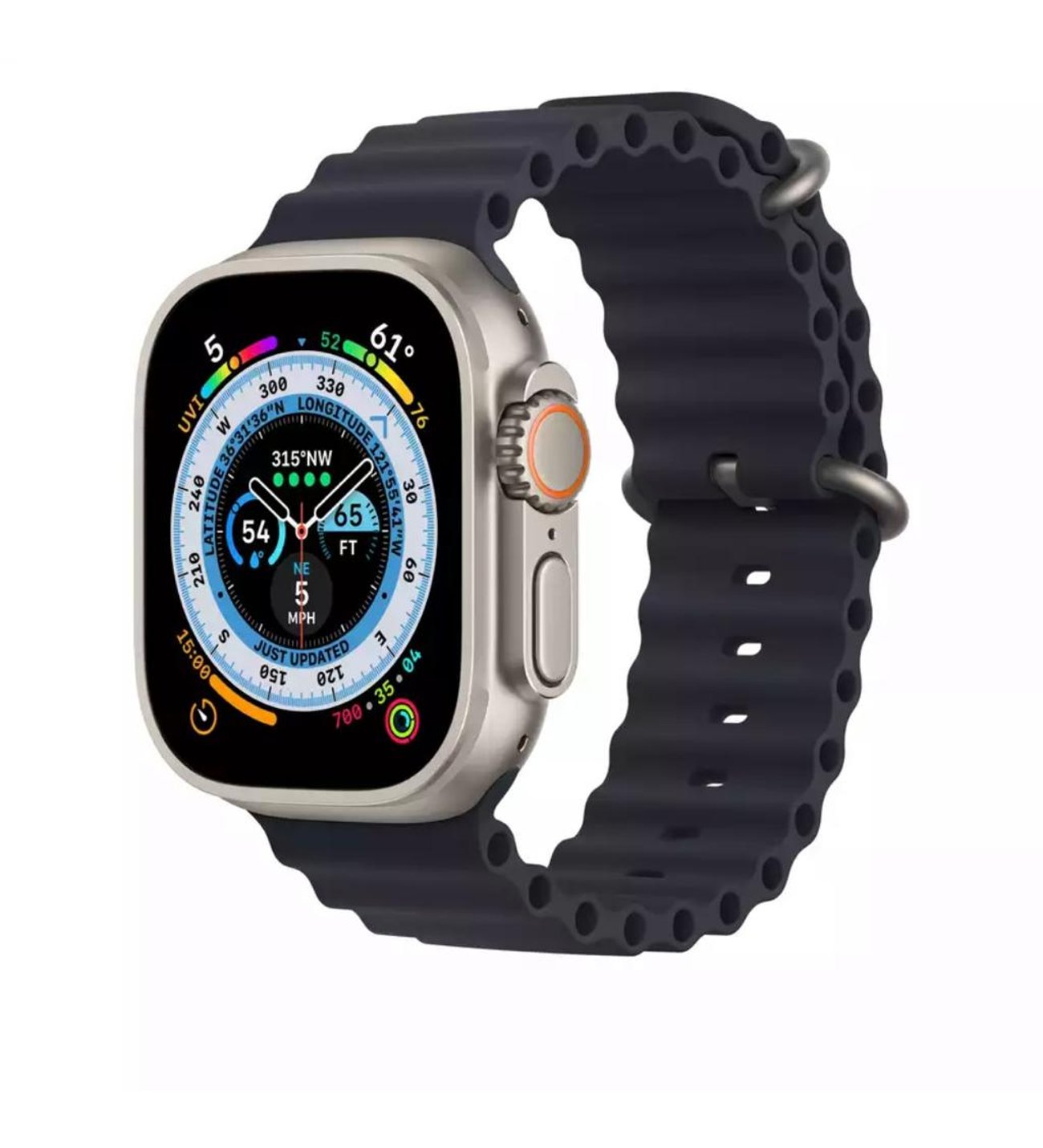 Apple Watch Ultra 49mm Uyumlu Ocean Kordon Silikon Kayış Okyanus Kordon (Gece Mavisi)
