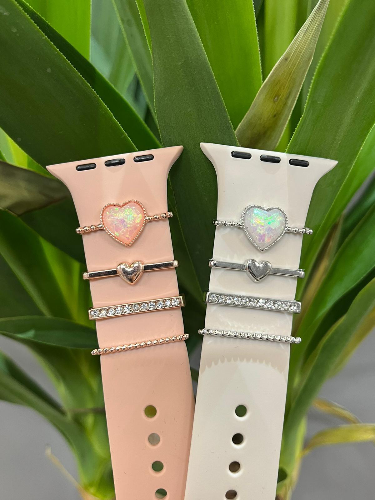 Apple Watch Uyumlu Kordon Aksesuarı Charm Set Kalp 
