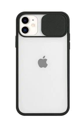 Iphone  Uyumlu Sürgülü Kamera Korumalı Kılıf Siyah
