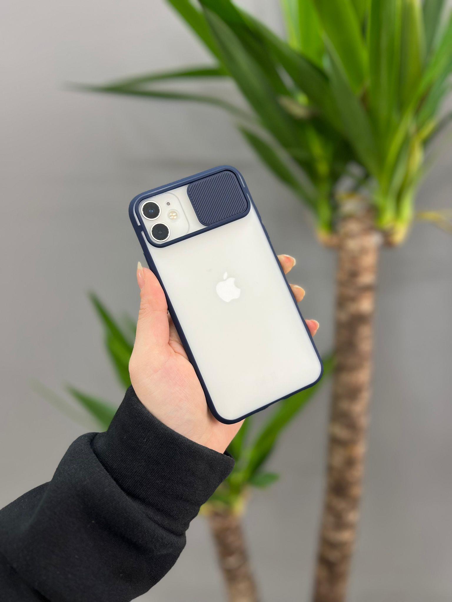 Iphone 11 Uyumlu Sürgülü Kamera Korumalı Kılıf Lacivert