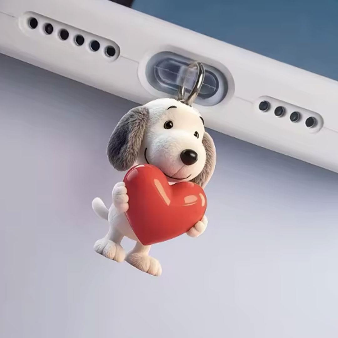 Kalpli Köpek Figürlü Telefon Charmı  (Lighting (iPhone) Uyumlu Şarj Soketi Tıpası)